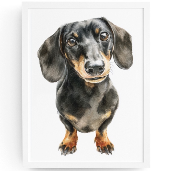 Watercolor Dachshund Dog Portrait Art Print – Unframed Fine Art Poster - Picture 1 of 5